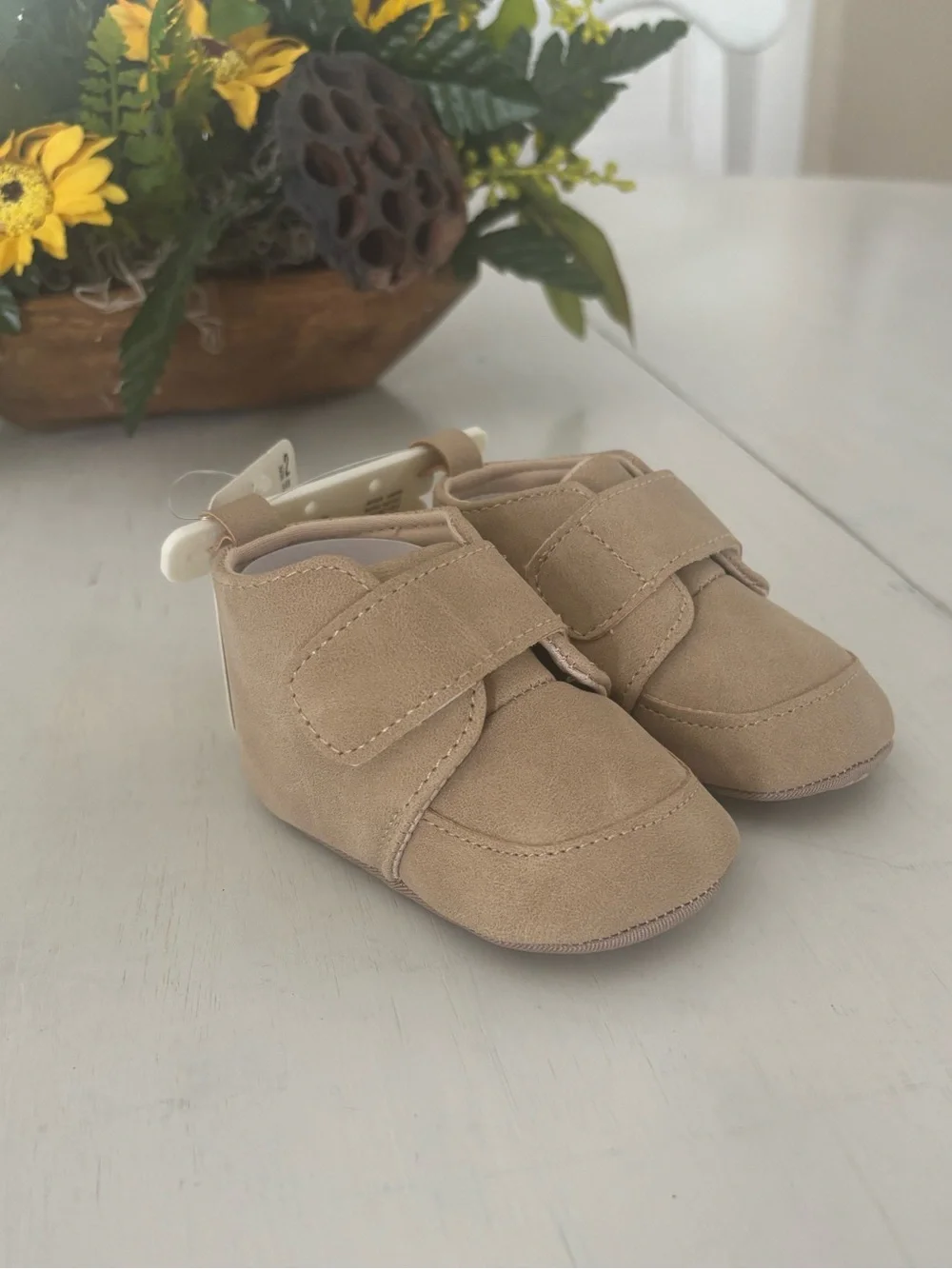 Lucky Brand Beige/Tan Baby Walker Shoes with Velcro Straps